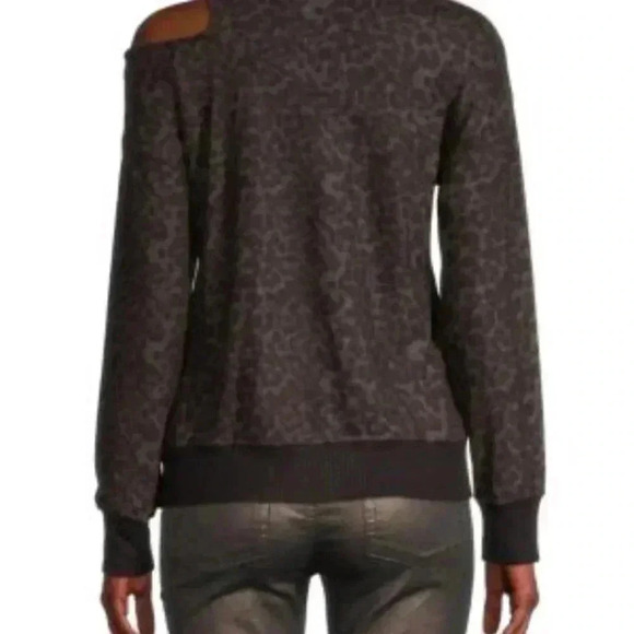 For the Republic  casual crew neck leopard off shoulder long sleeve sweater S - Picture 5 of 5